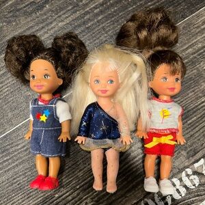 Vintage 90s Kelly & Friends Barbie Dolls; Kelly, Nia & Marisa